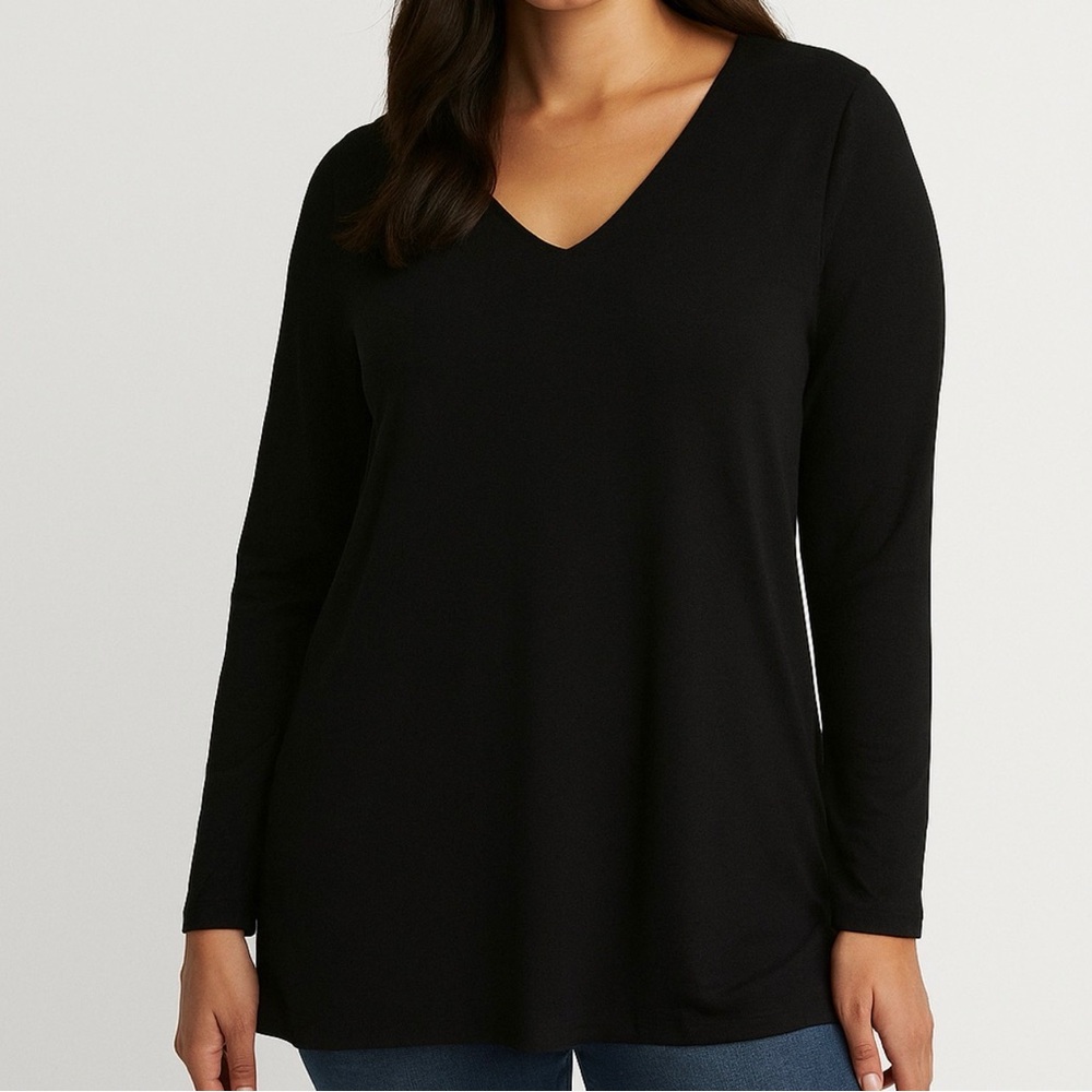 Chico's Black Long Sleeve V-Neck Top